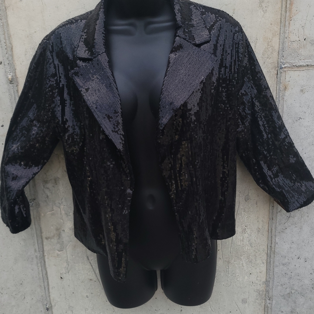 Forever 21 Sequin Buisness Cover Up Jacket Quarter Sleeve